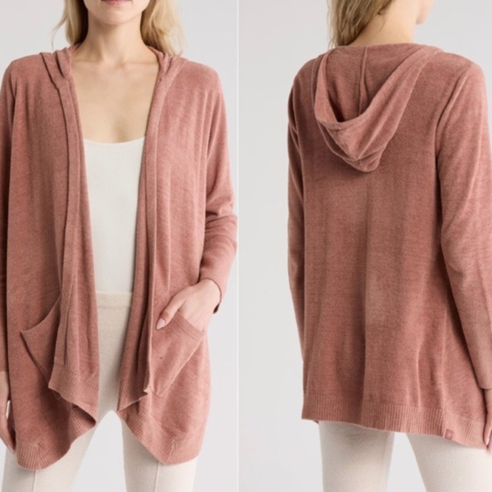 Barefoot Dreams - CozyChic Ultra Lite Hooded Seashore Cardigan - Clay Size 1X